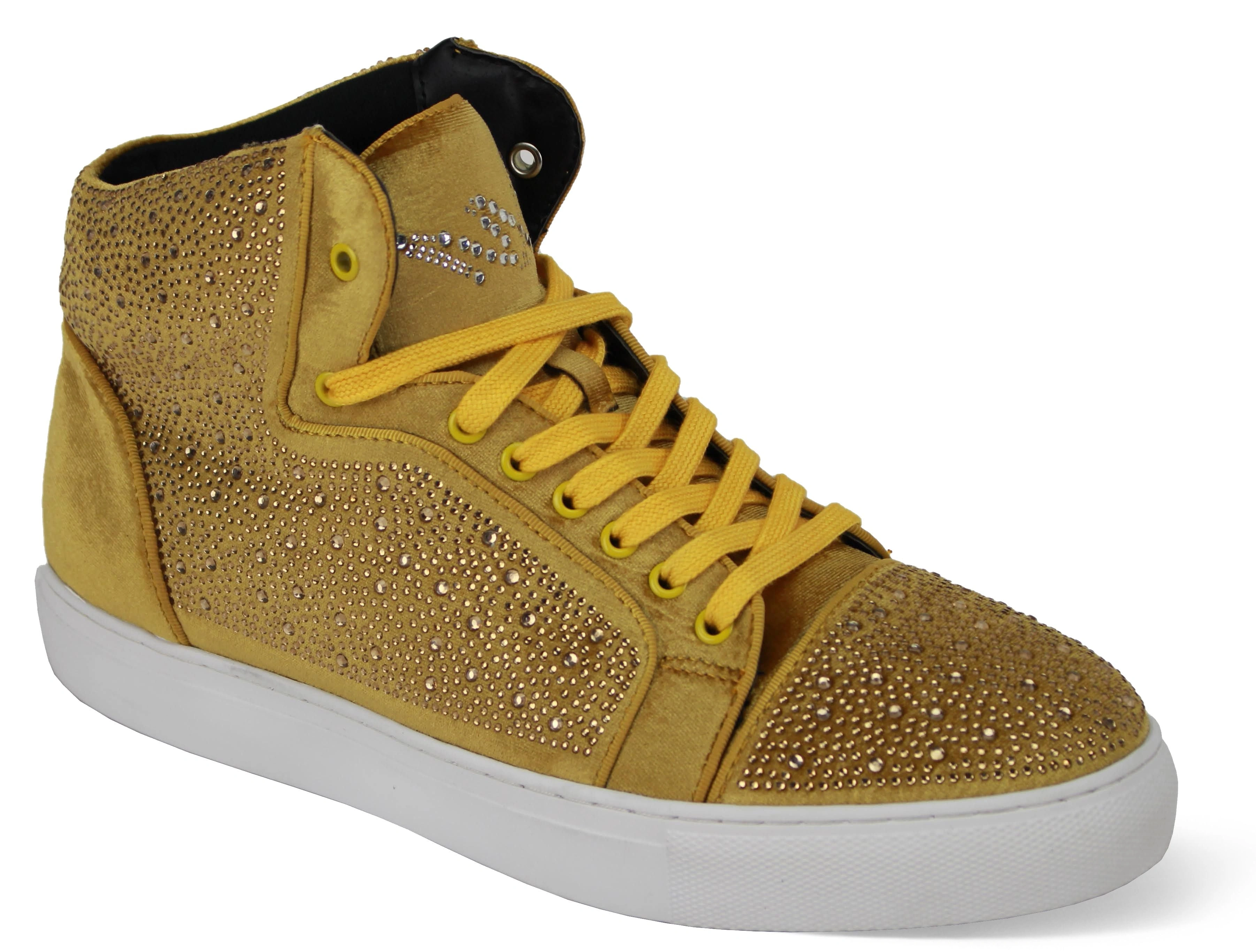 Scarpe uomo scintillanti in velluto giallo oro: AM FLASH, lusso e stile!